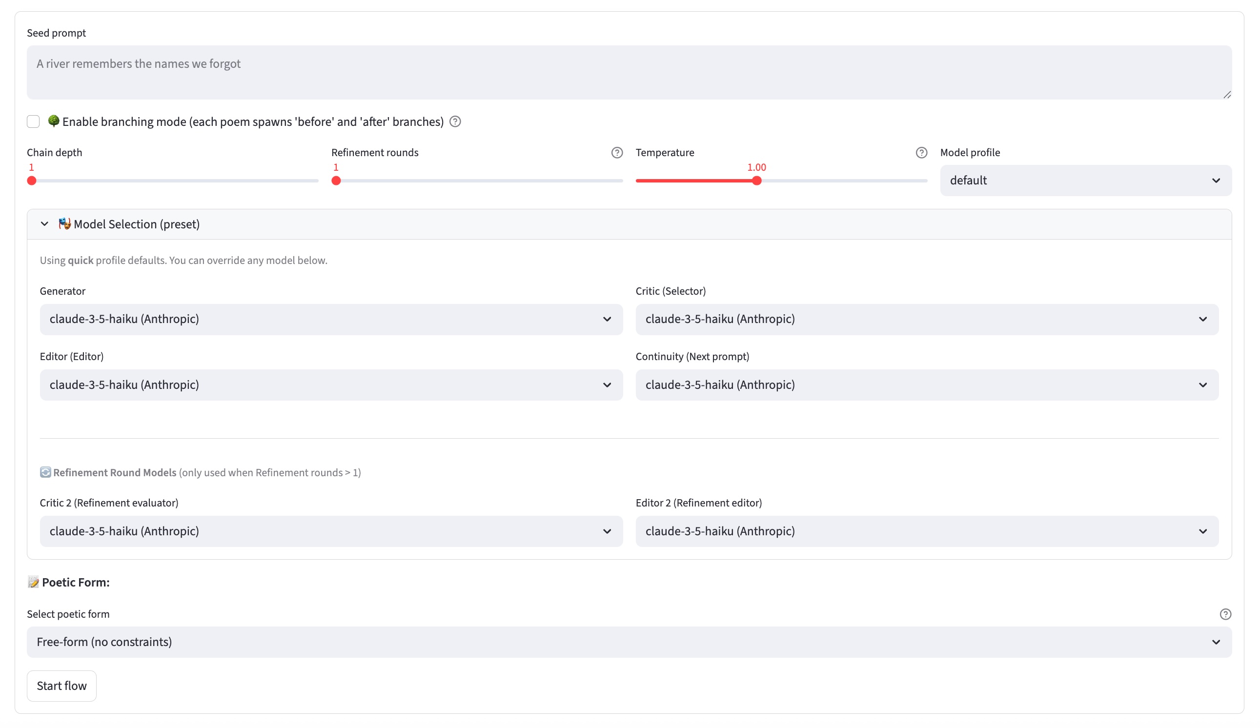 Mallivalinnan näkymä
